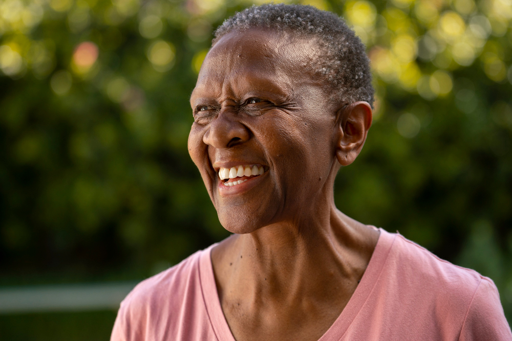 Photo of happy elderly woman